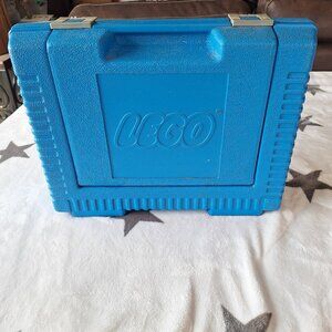 Vintage 1984 Lego Bin Blue Hard Plastic Carrying Case Storage Box Clasp US Brick